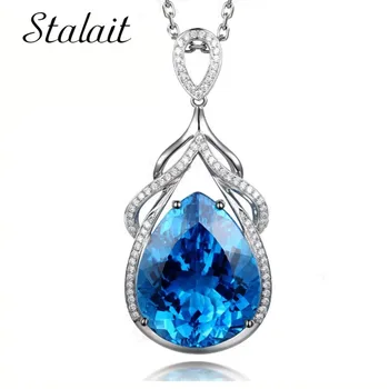 

Crystals From Necklaces Women Pendants Water Drop Shaped Blue AB Luxury Fashion Jewelry Natural Stone Austrian Rhinestone