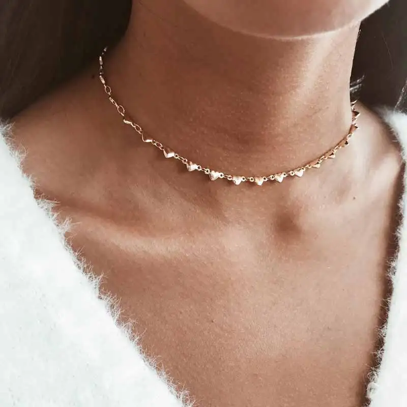 Трендовое маленькое сердце чокер ожерелье для женщин кулон на шею ожерелье ювелирные изделия XL1419