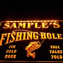 DZ054-Имя персонализированные пользовательские Fly Fishing отверстия ден бар Пивной подарков неоновая вывеска повесить знак домашнего декора ремесла