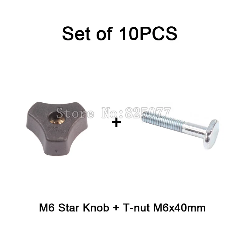 

Woodworking arts 10PCS Star Knob M6 + 10PCS T-nut M6x40, Woodworking Jigs JF1161