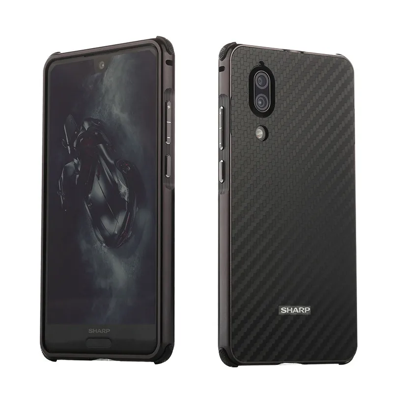 

Luxury Metal Bumper Frame For Sharp Aquos S2 Case 2 IN 1 Pull&Push PC Hard Back Carbon Fiber Phone Case For Sharp S2 S 2 Cover