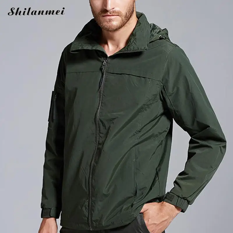 Winter Trench Coat for Men Army Green Coats with Hat Waterproof