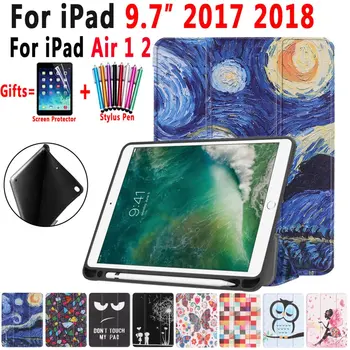 

Pencil Case for Apple iPad 9.7 2018 2017 iPad Air 1 2 5 6 5th 6th Magnetic Leather Awake Sleep Smart Flip Soft Silicon Cover