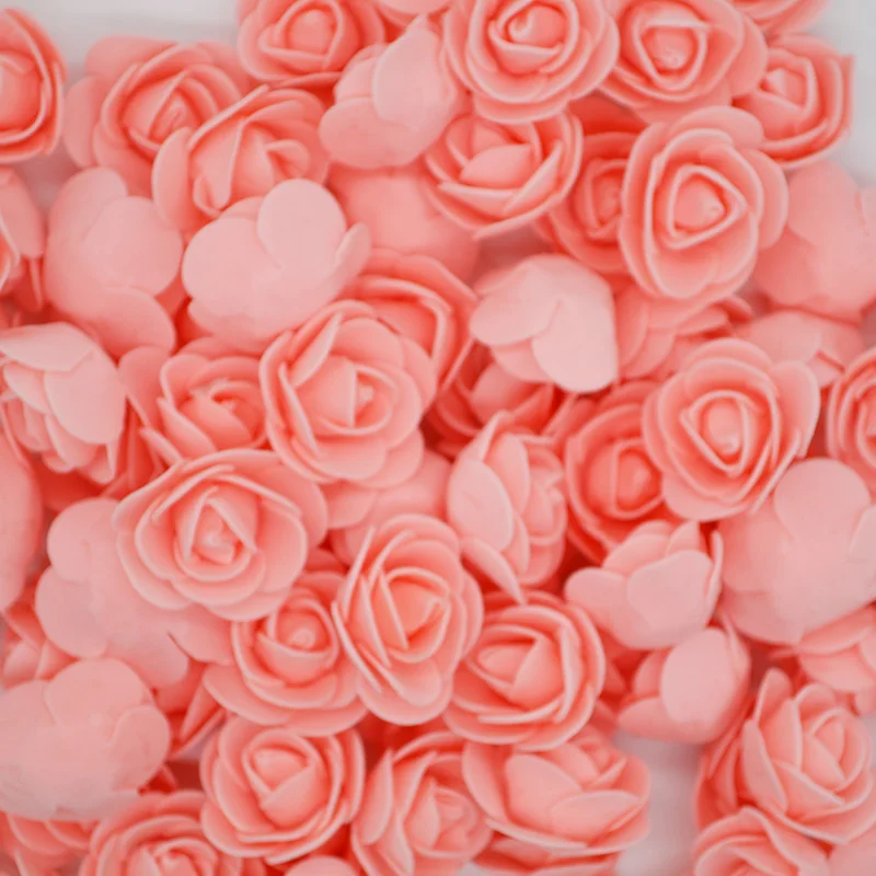 50/100 шт. 3 см маленький искусственный цветок голова поддельные пены разноцветная Роза Свадебные украшения DIY ВЕНОК Скрапбукинг коробка подарок расходные материалы - Цвет: F05 Peach