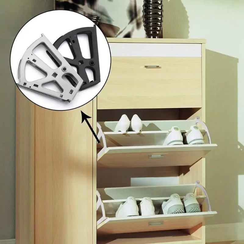 2pcs Iron Shoes Hinges Flip Frame Rack Shelf Shoes