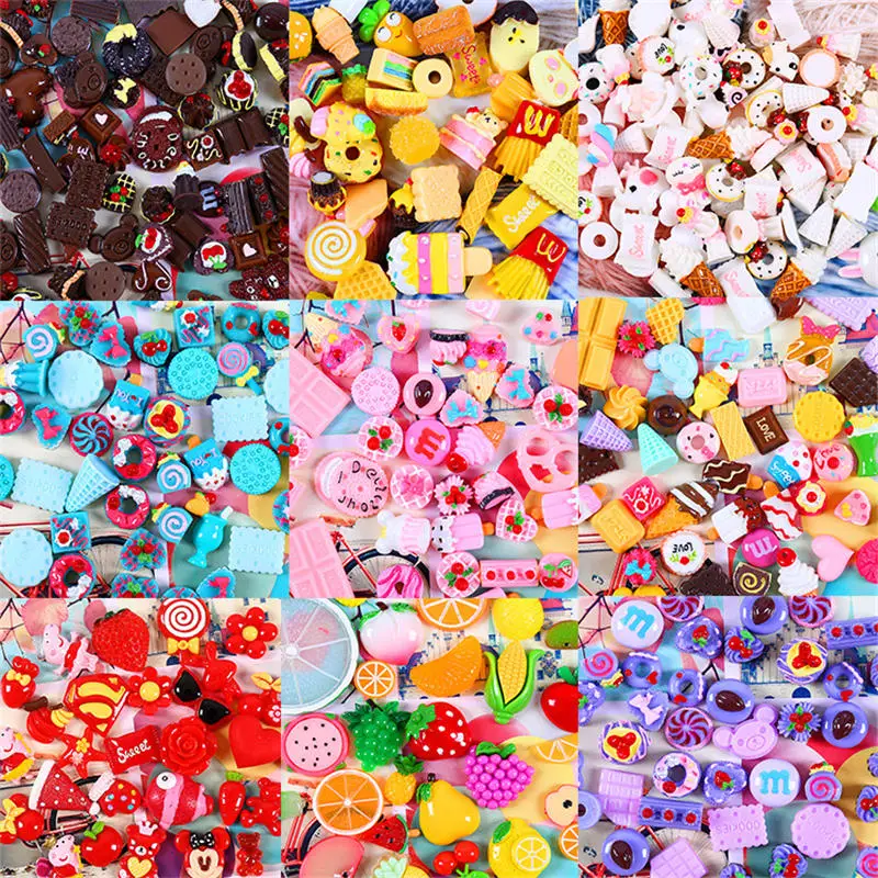 

50g Slime Clay Simulated food mobile phone case accessories Diy Candy Sprinkles for Crafts Making, DIY Decoration Toys 30pcs