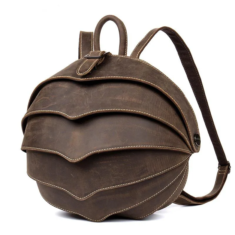 

Brand Men Vintage Cowhide Genuine Leather Backpack Casual Flap Cover Backpack Retro beetle Travel Weekend Bag Handmade Rucksack