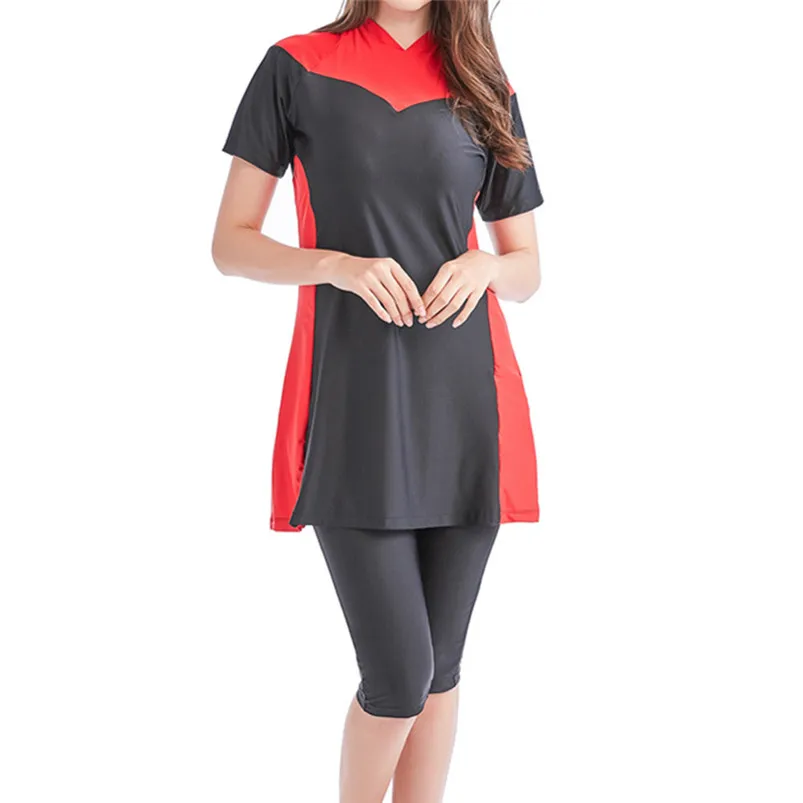 

Muslim Bathing Suit 2019 Newest Full Coverage Modest Muslim Swimwear Arab Beach Wear Patchwork Muslim Swimsuit Islamic Women 4QW