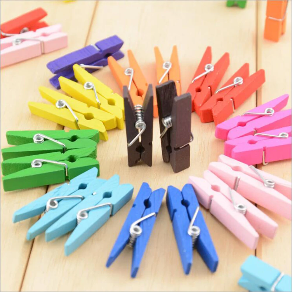 10 pieces/lot Cute Mini Wooden Clips Office School Stationery Clamp Paper Memo Clips Album