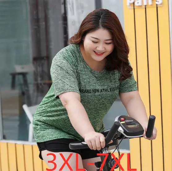 

2019 summer plus size tops for women short sleeve slik sports quick dry T shirt large size T-shirts green 3XL 4XL 5XL 6XL 7XL