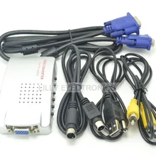 VGA к ТВ RCA Композитный S-Video Converter адаптер Box для портативных ПК компьютер
