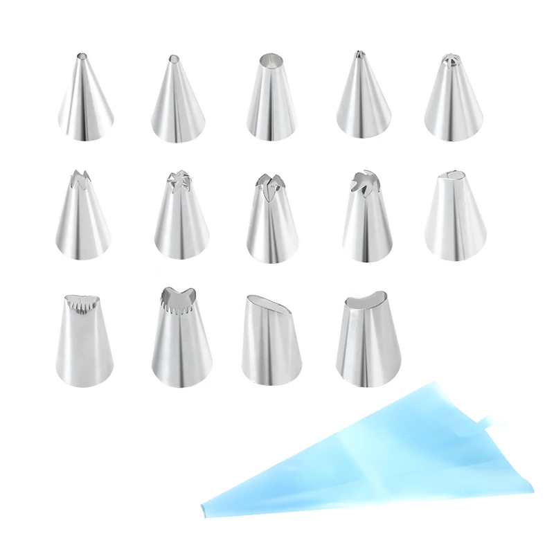 

16PCS Pastry Nozzles Coupler Icing Piping Cupcake Cake Decorating Tips Sets Stainless Steel Rose Cream Bakeware DIY Dessert