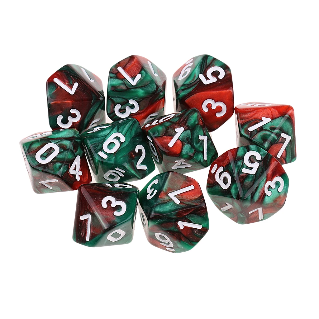 10pcs 10 Sided D10 Polyhedral Dice Double Color for DND RPG MTG Dungeons and Dragons Table Board Game Accessories