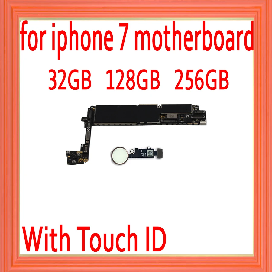 

White for iphone 7 Motherboard with Touch ID,100% Original unlocked for iphone 7 Mainboard with IOS System,32gb / 128gb / 256gb