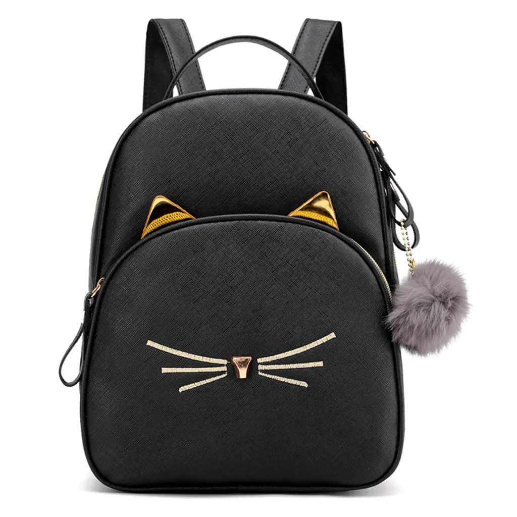 

Artificial leather Backpack Female Fashion Travel Bag Hairball Women Backpack Rucksack Bagpack 2019 Sac a Dos Mochila Feminina