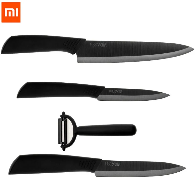 

4pcs Original Xiaomi Huohou Kitchen Knife Nano-Ceramic Knives Cook Set 4 6 8 Inch Furnace Thinner Kits For Family Kitchen E15