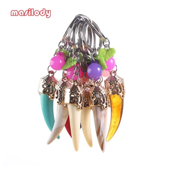 

100pcs/Lot Mixed Acrylic Classic Ox horn Keychain Bull Horn Key Chain Pendant Keyring Car Key Ring