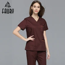 Для женщин летние шорты рукавом V средства ухода за кожей Шеи больницы медицинская форма Скраб Комплект дышащая лаборатория зубная клиника д