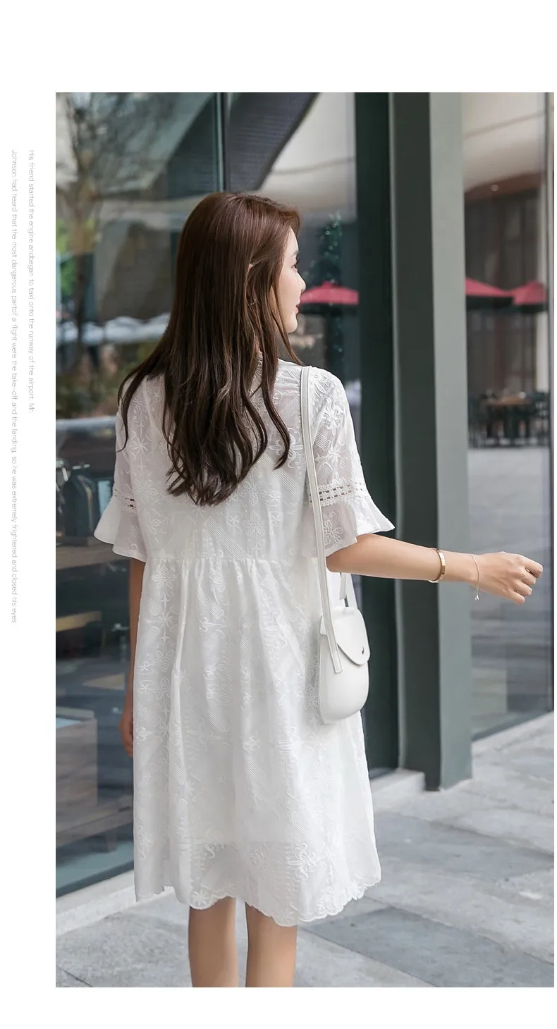 Sundress for pregnant women high waist Slim  lace skirt maternity dress two-piece Summer maternity clothes (17)