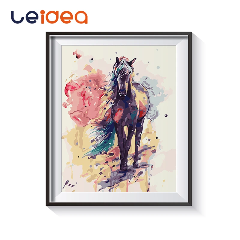 

Digital Diy Oil Painting By Numbers Horse Figure Wall Decor Picture On Canvas Oil Paint Coloring By Number Drawing Animal