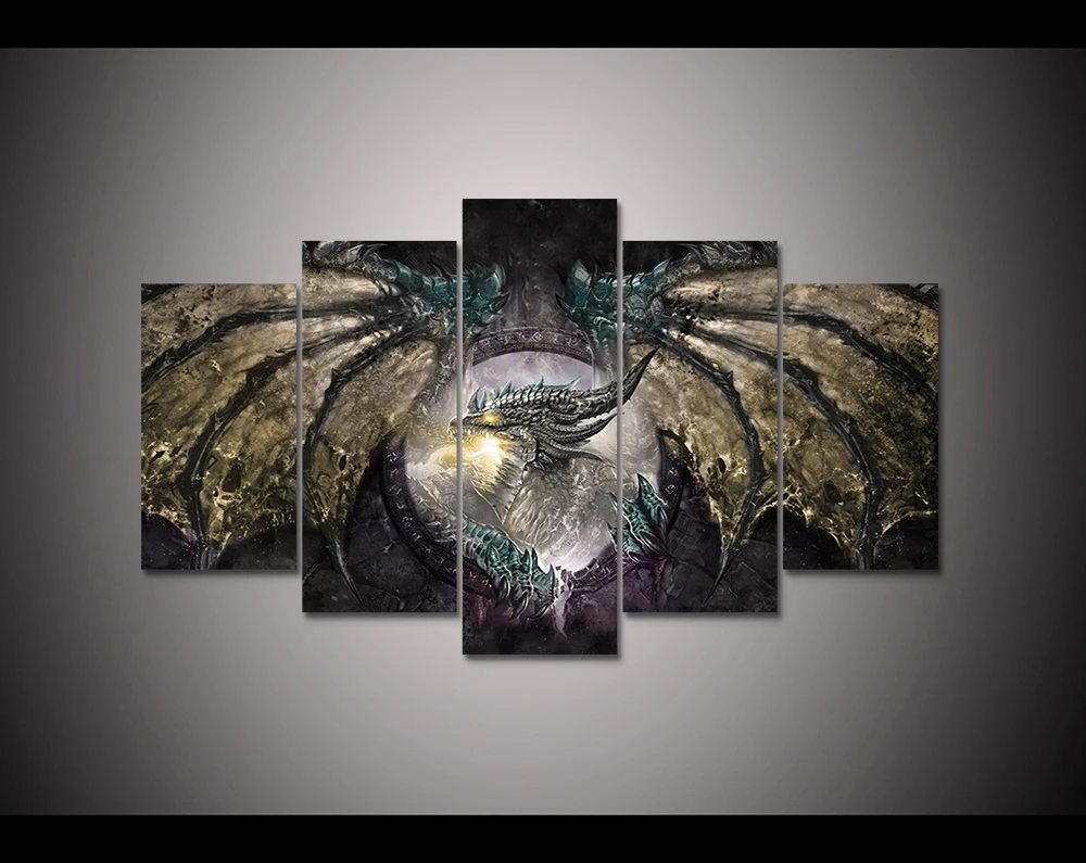 5 panel HD printed canvas painting world of warcraft poster canvas