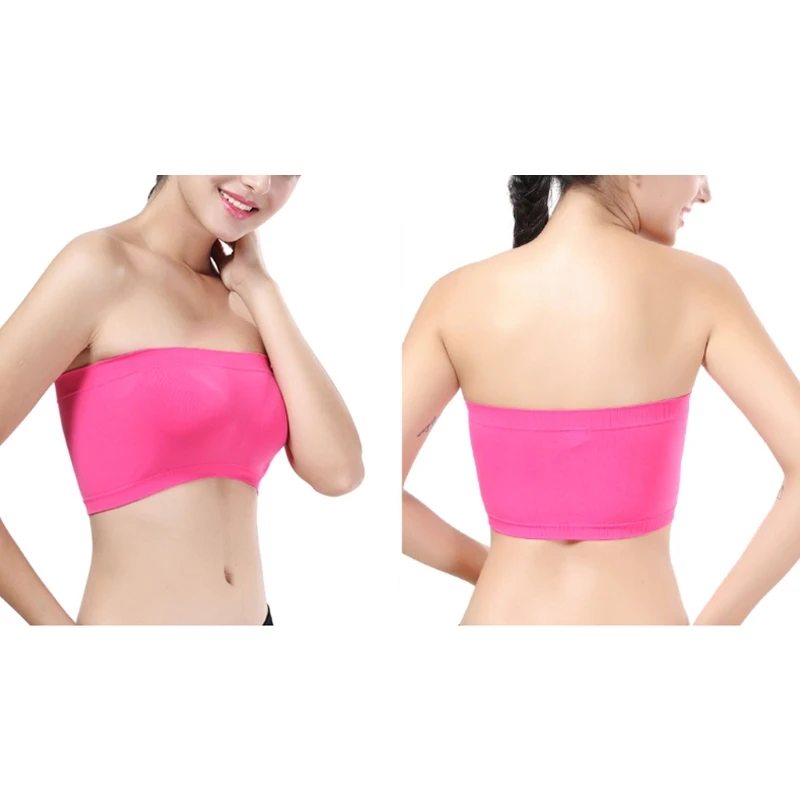 One-Piece Seamless Elastic Strapless Bandeau Bra Tube Top Bra Womens One Size