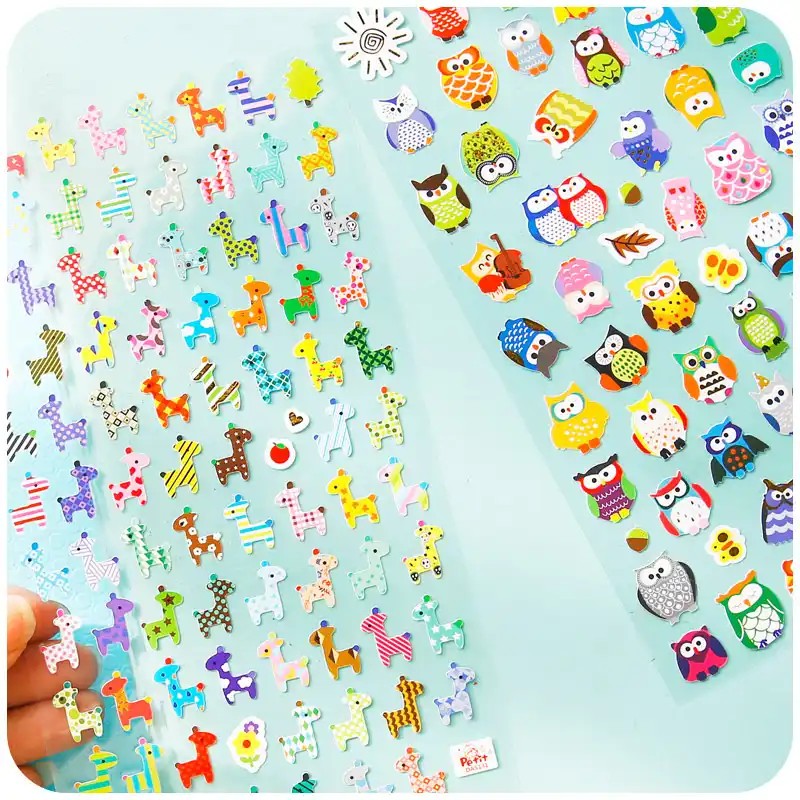 2 Sheets Cartoon Animal Sticker Owl Giraffe Paper Scrapbooking Stickers AT.zh