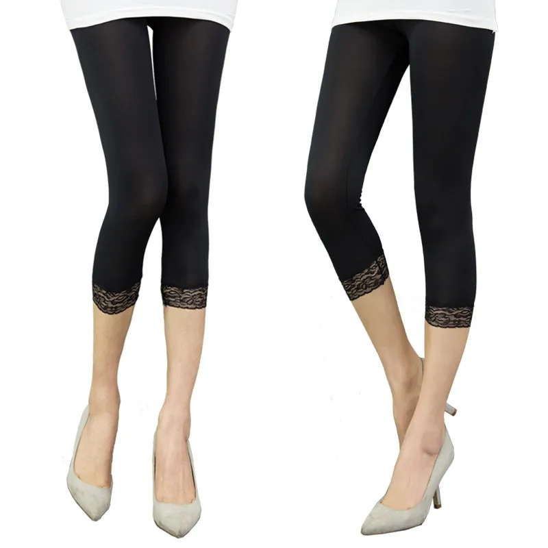 Ladies Women Bottom Lace 3/4 Cropped Viscose Women Legging Trouser Pants 8-16