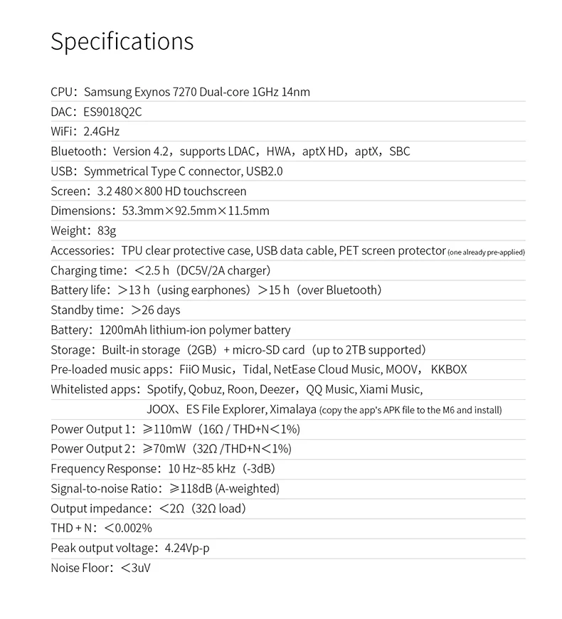 Музыкальный плеер FiiO M6 Hi-Res на базе Android с aptX HD, LDAC HiFi Bluetooth, USB аудио/ЦАП, поддержкой DSD и WiFi/Air Play