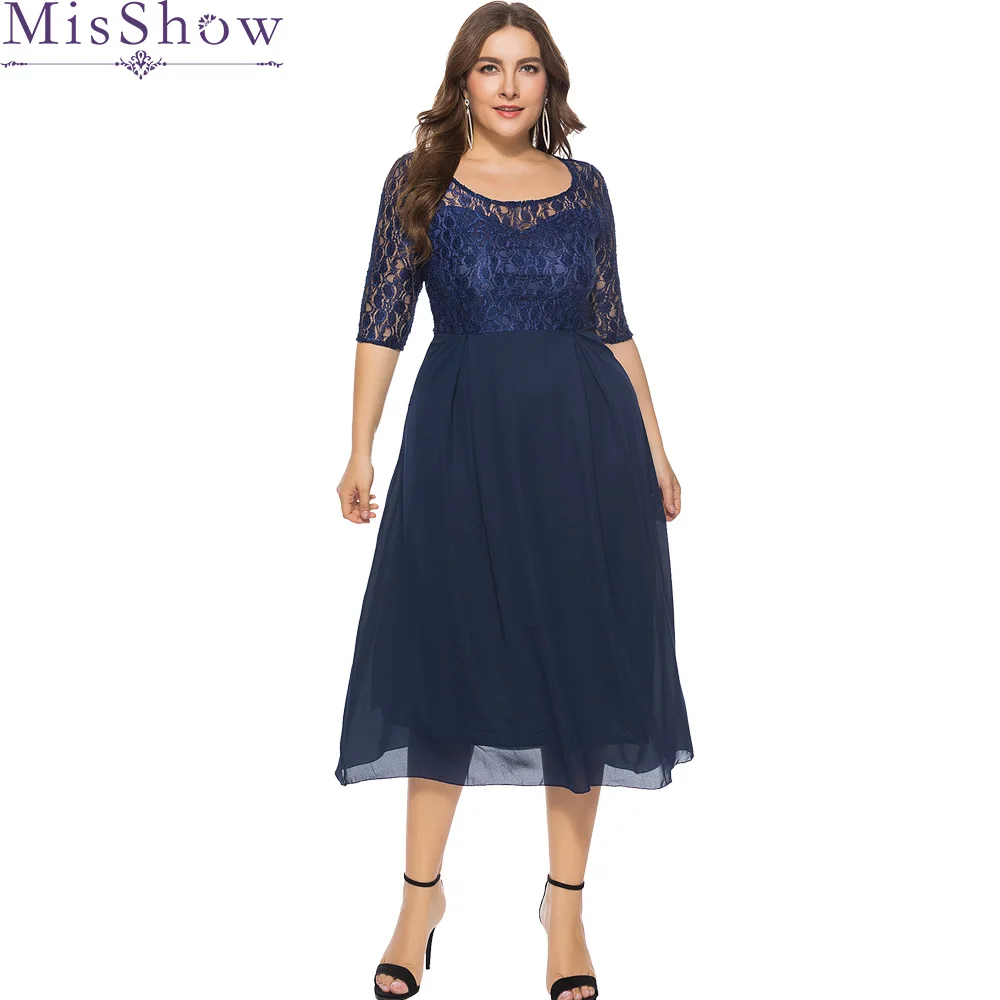 navy blue lace dress plus size