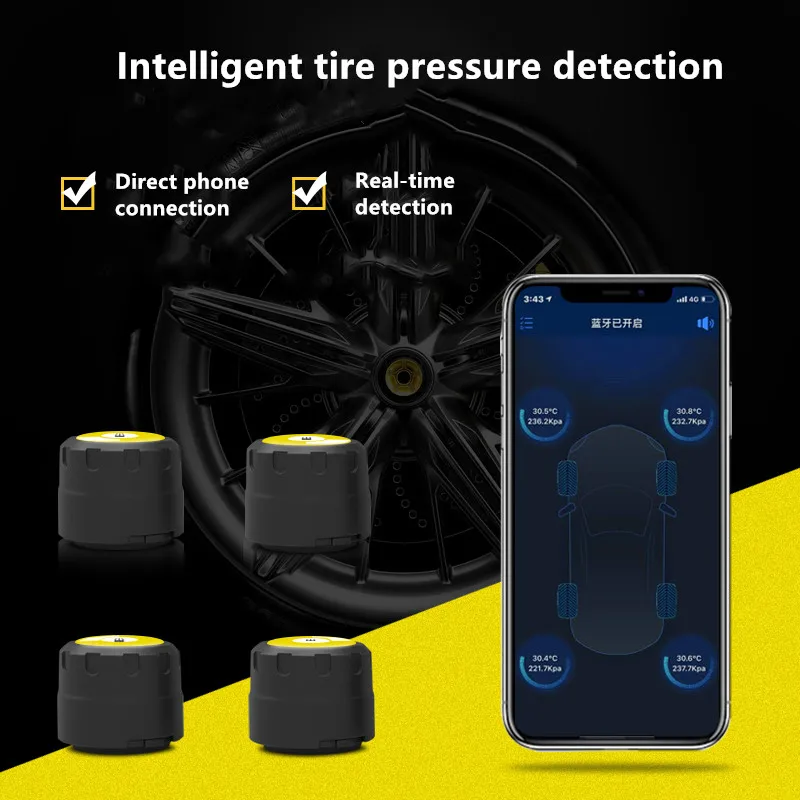 

V11B V1.2 TPMS Bluetooth 4.0 universal external tyre pressure sensor support IOS Android phone,tire pressure sensor Easy Install
