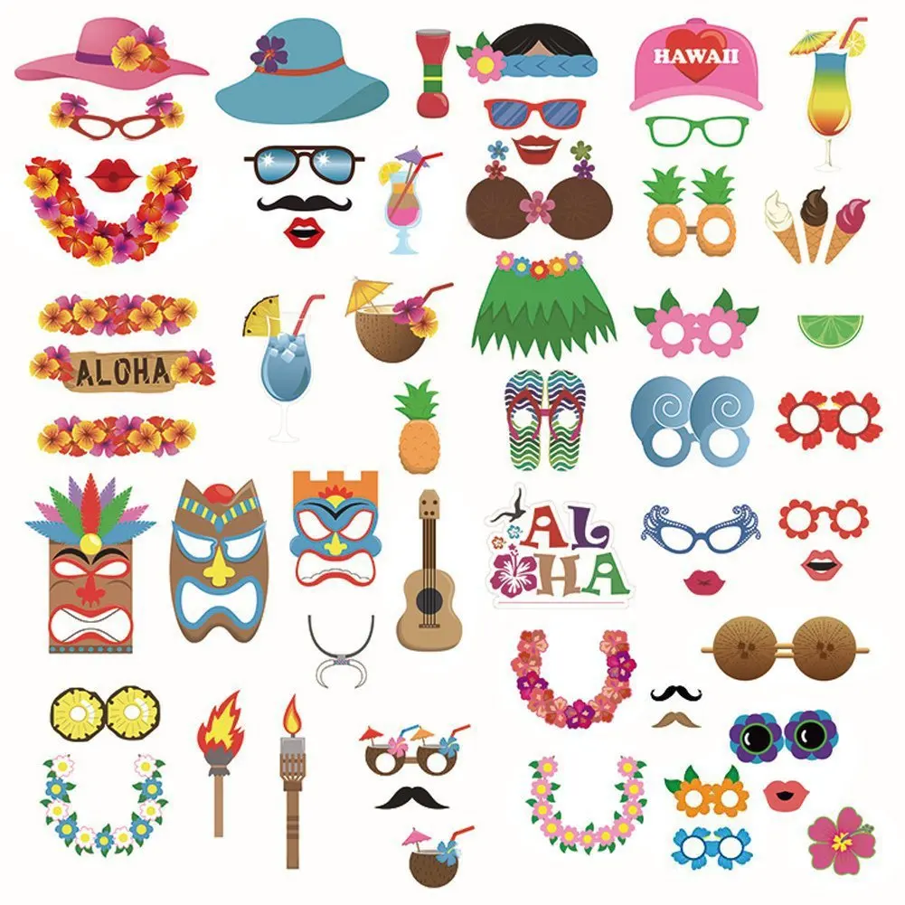 

FANLUS Hawaiian Flamingo Style DIY Photo Booth for Wedding, Birthday Party or Beach Summer Pool Party Decorations Supplies