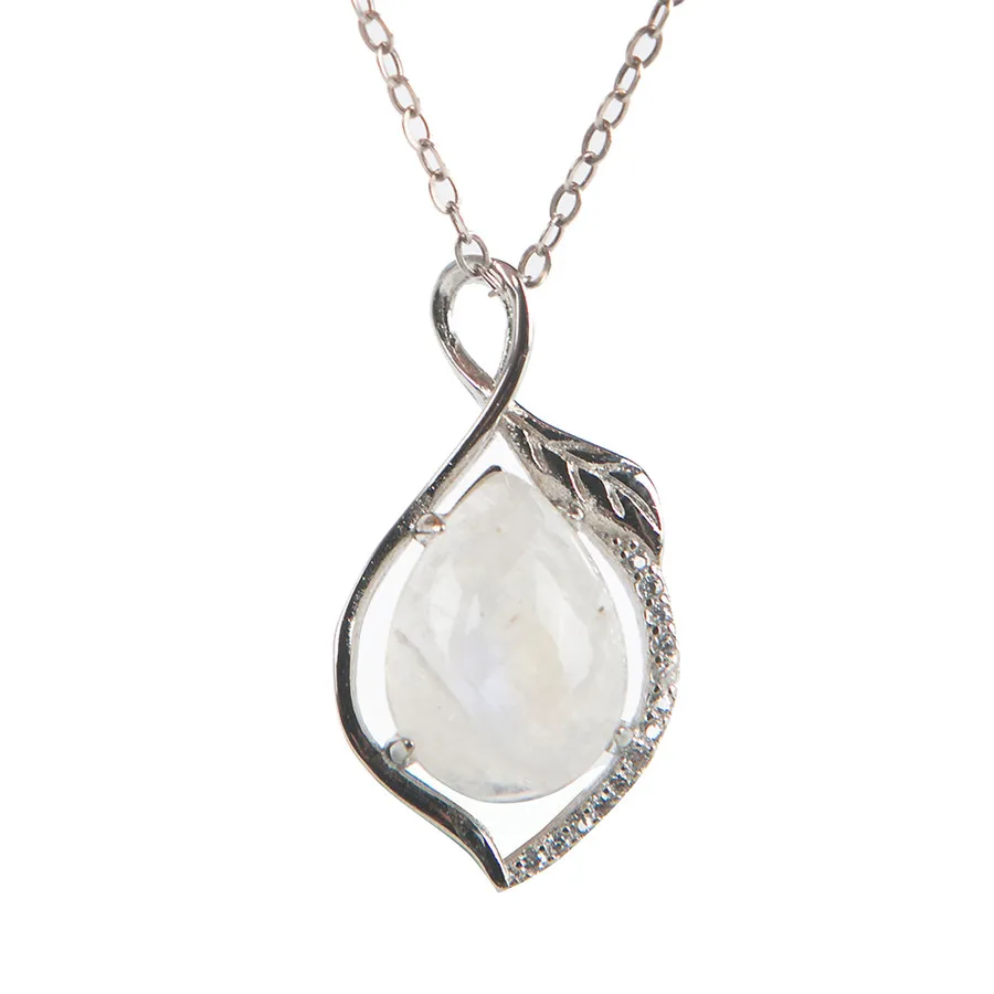 Genuine Natural Moonstone Gemstone Pendants Women Necklace Charms