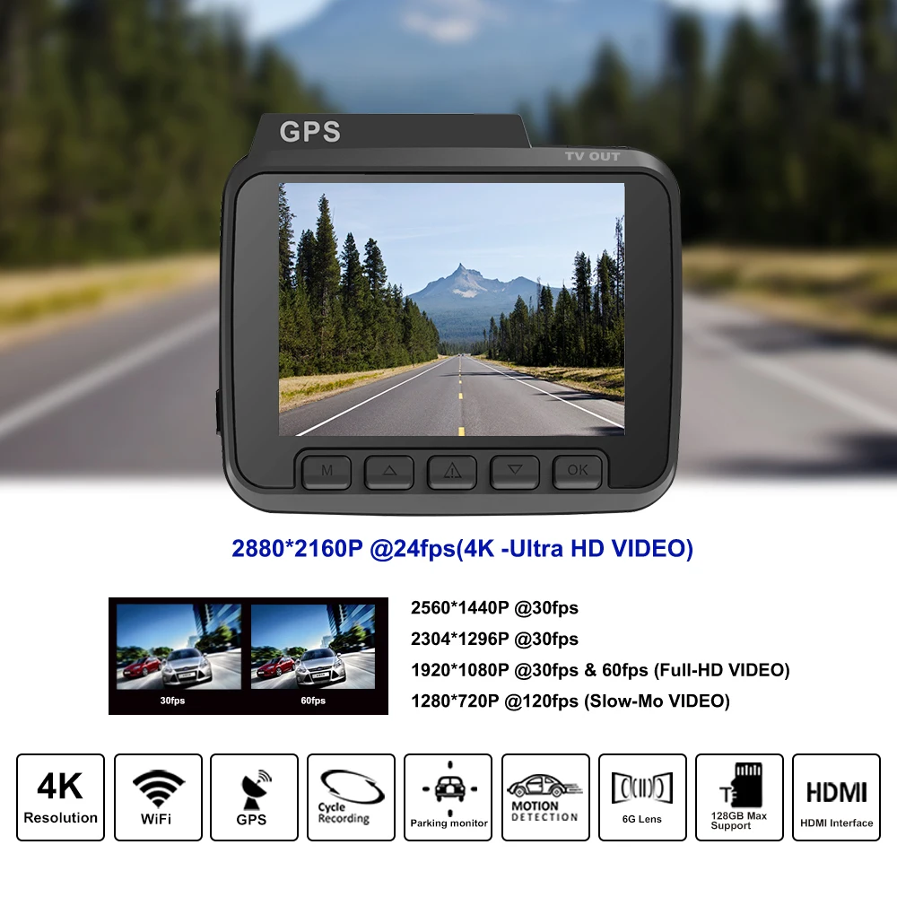 Azdome GS63H 2160P 4K Car DVR Camera With WiFi 2.4 inch Novatek 96660 Video Recorder Built in GPS Auto Camcorder Dash Cam