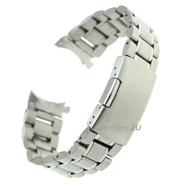 Por Stainless Steel Solid Links Watch Band Strap Bracelet Curved Por Stainless Steel Solid Links Watch Band Strap Bracelet Curved End 18mm 20mm 22mm