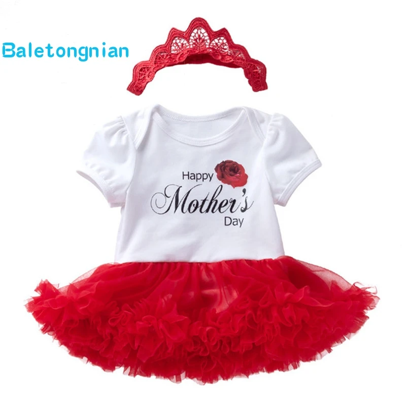 

Infant Newborn Baby Girl Mother's Day Clothes Set Tutu Lace Dress+Headband 2Pcs Princess Baptism Birthday Clothes Kids Outfits