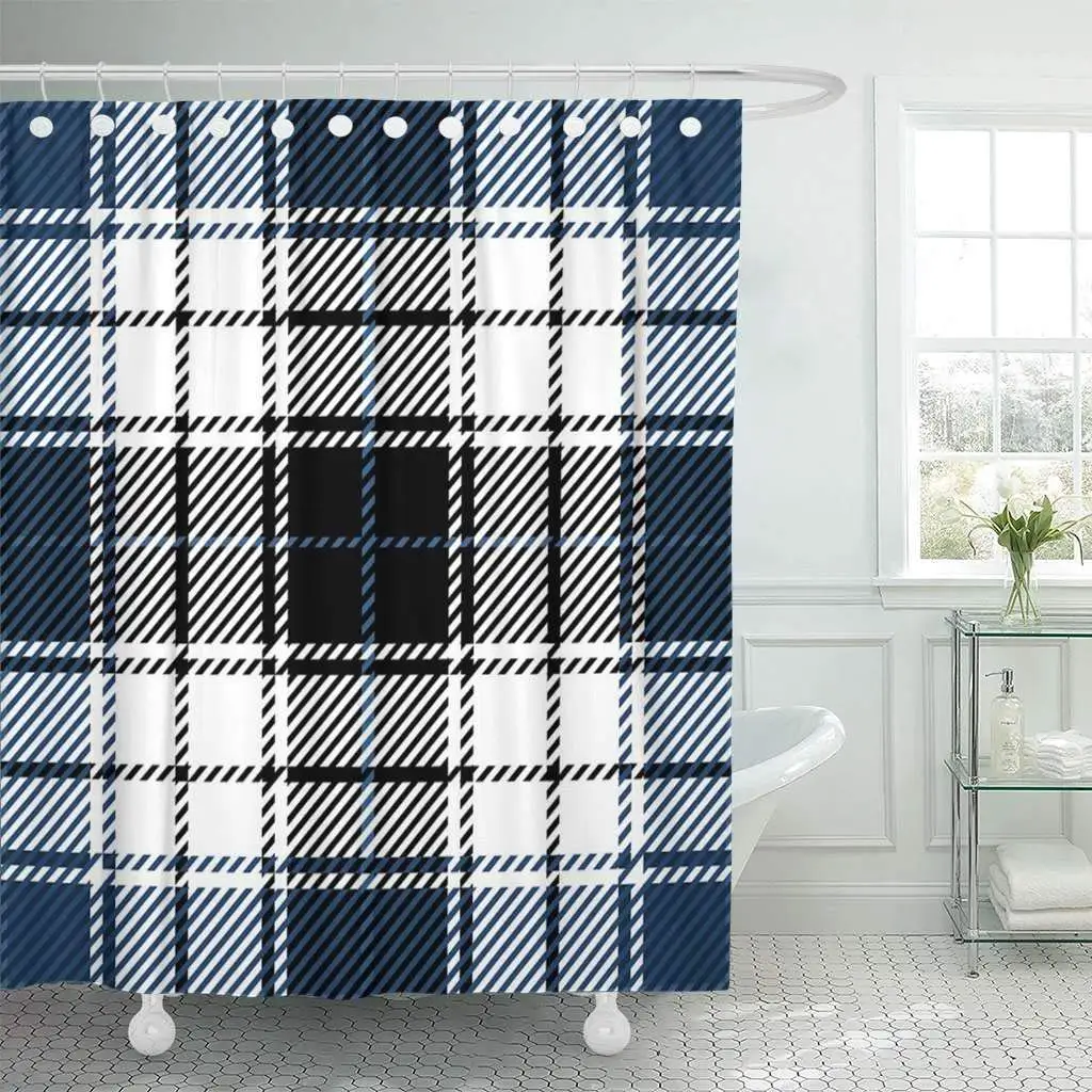 Modern Plaid Striped Pattern Series Shower Curtain Bathroom Decorative