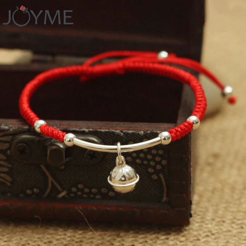 

Lucky Red Rope String Bracelet & Bangle 100% Real 925 Silver Bracelet Women Amulet Handmade Bell Charm Buddha Sterling Jewelry