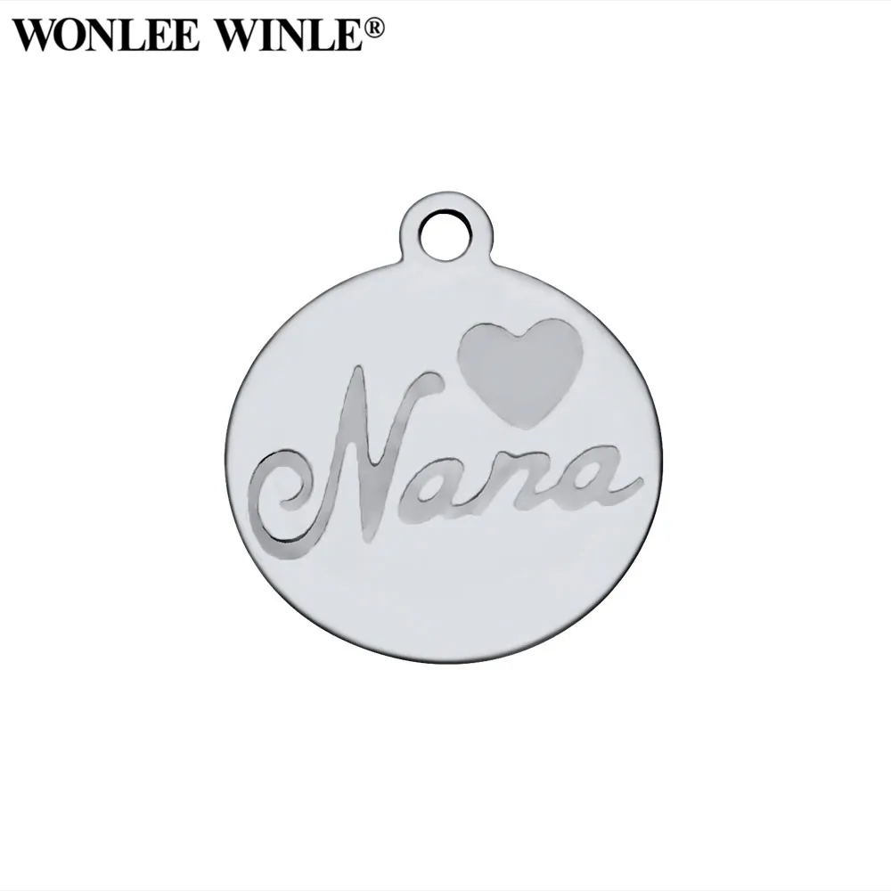 Wonlee Winle DIY 316l нержавеющая сталь любовь Нана круглое очарование подвески для