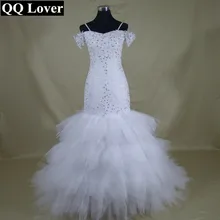 QQ Lover 2017 African Luxury Beaded Spaghetti Straps Mermaid Ball Gown Wedding Dress Plus Size Bridal Gowns Vestido De Noiva