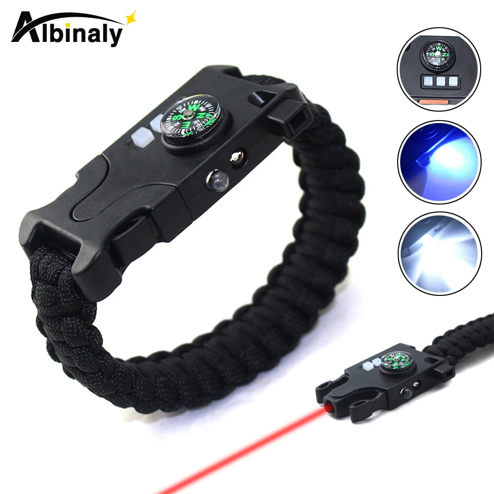 

Multifunctional Rechargeable flashlight Bracelets Outdoor survival flashlight ultraviolet money detector lamp Infrared laser