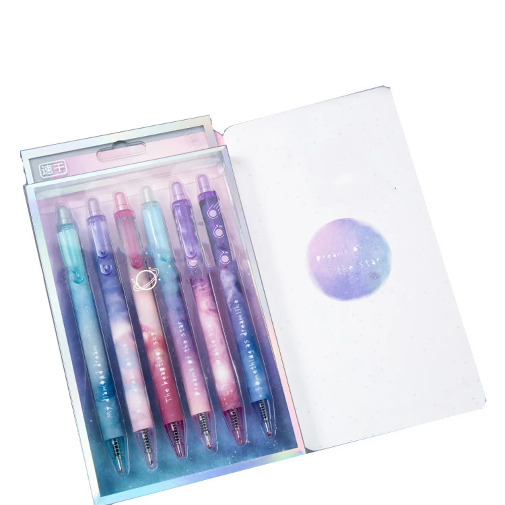 

6pcs Creative Night Asteroid Gel Pens 0.5mm Black Ink Signature Pens School Office Supplies Papelaria Gel Pen Kids Praise Gifts