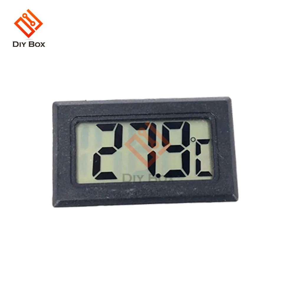Цифровой Встроенный электронный термометр с ЖК-дисплеем, гигрометр, температура-50~ 110 градусов, удобный термометр для холодильника и холодильника - Цвет: Black no cable