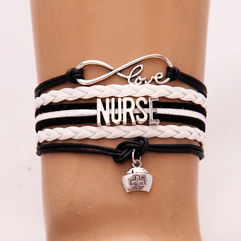 Браслет с надписью nurse Infinity Love плетеный кожаный браслет для медсестры