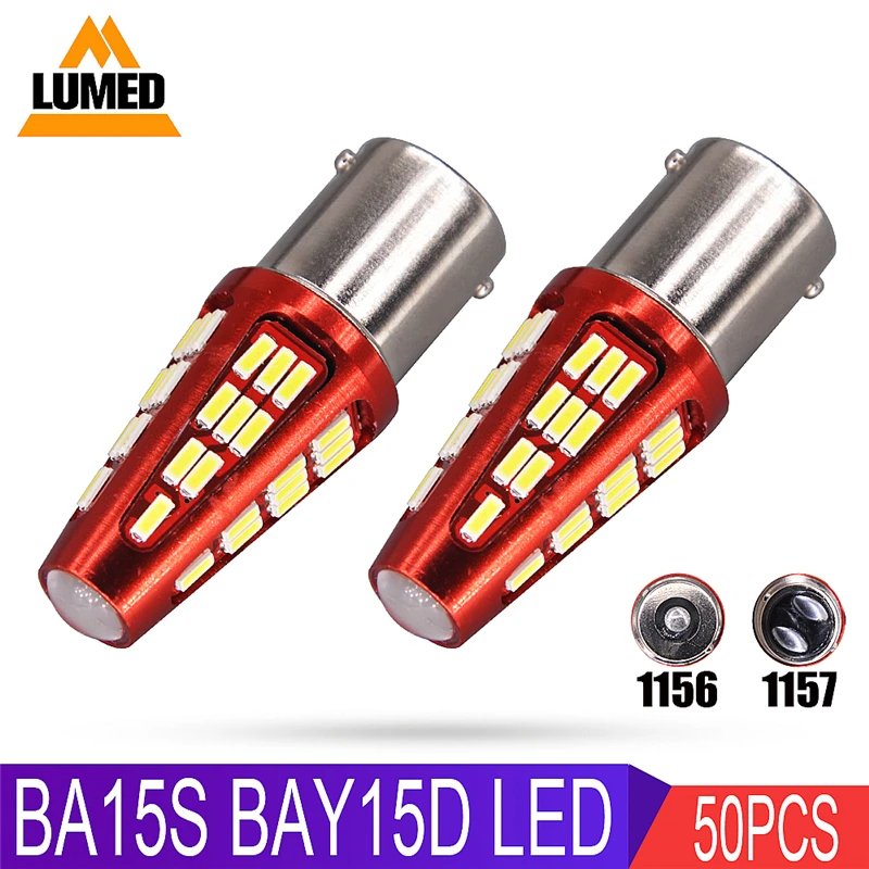 50X BA15S 1156 P21W светодиодный 48 SMD 4014 автомобильная светодиодная лампа BAY15D