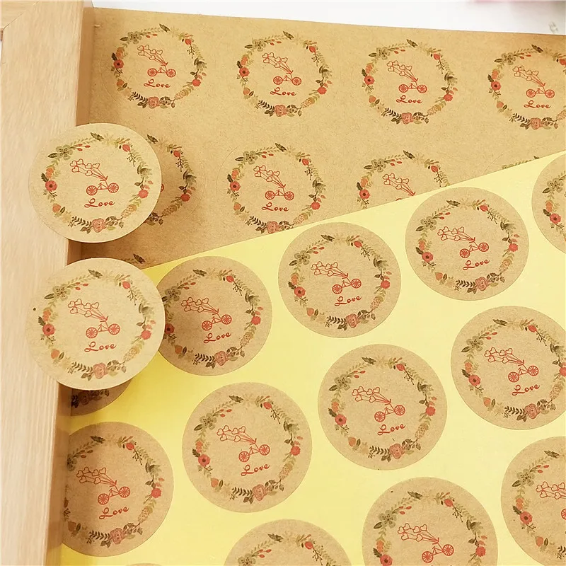

100pcs Colorful 3cm Round "Thank You" Hand MadeJust For You Hand Made Baking Cake Design Sticker Accept Customize Logo