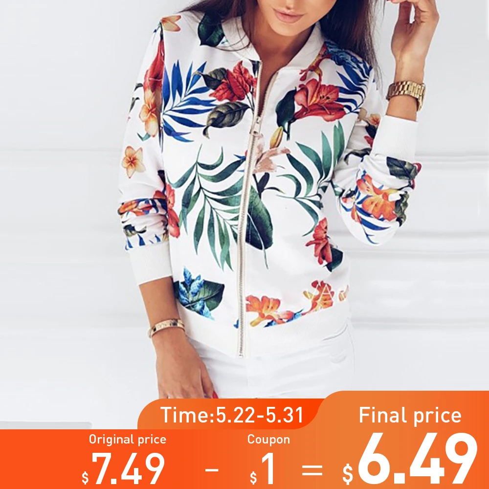 5XL زائد حجم عارضة الأزهار طباعة المرأة سترة الربيع الصيف ضئيلة قصيرة منفذها سترة النساء خمر سحاب أكمام طويلة سترة 5XL زائد حجم عارضة الأزهار طباعة المرأة سترة الربيع الصيف ضئيلة قصيرة منفذها سترة النساء خمر سحاب أكمام طويلة سترة