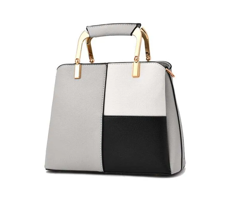 2018 New fashion color matching handbags wild medium large capacity ladies shopping office female Messenger bag shoulder bag     (24)