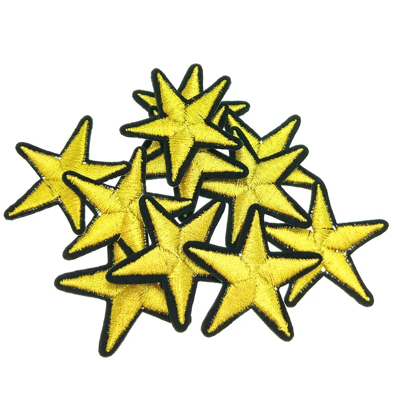 

gold 10pcs 3D Star Applique Embroidery Patch Sticker Iron On Sew Cloth Patch DIY Apparel Accessories Patches Clothing Badges