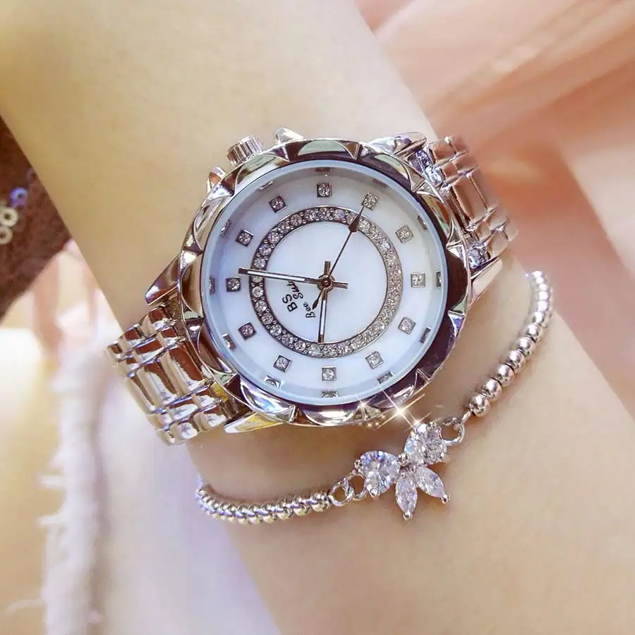 Высокое качество, модные новые рябчик циферблат лучший бренд Роскошные водонепроницаемые Алмазный женские часы женские золотые кварцевые женские наручные часы серебро часы со стразами часы для женщин стразы - Цвет: silver